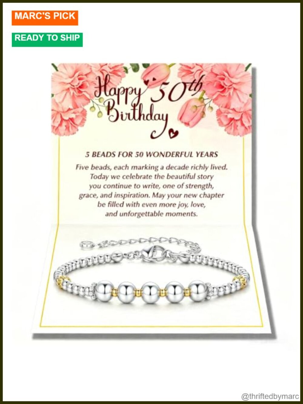 Birthday Bracelet for Women 30 40 50 60 70 Gift Hypoallergenic Adjustable
